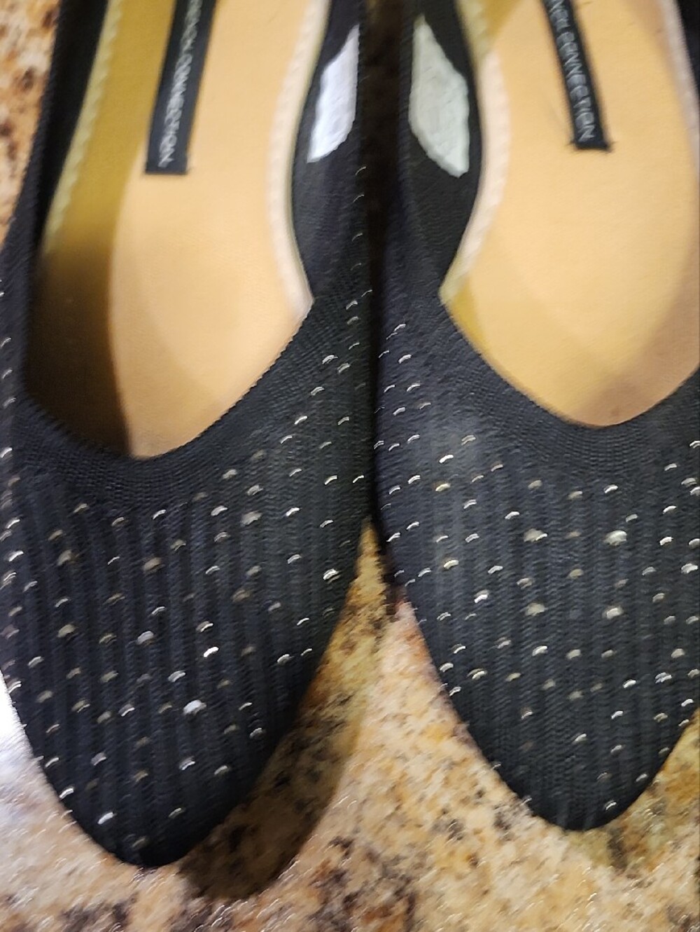 French Connection Black Knit Pointed Toe Flats with Sparkle - Picture 14 of 16